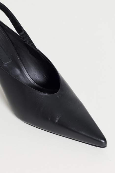 Mule slingback in pelle con fiocco