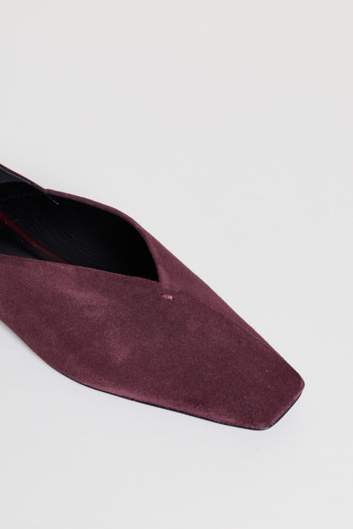 Suede Crossover Mules - BORDEAUX - Intrend - 4