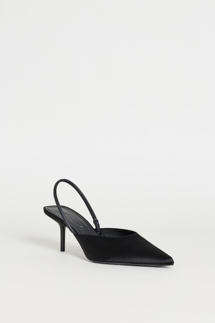 Silk and Viscose Satin Slingbacks - BLACK - Intrend - 2
