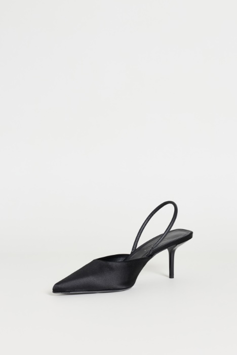 Slingback in raso di viscosa e seta
