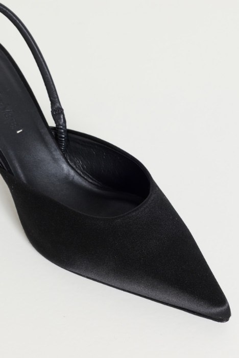 Slingback in raso di viscosa e seta
