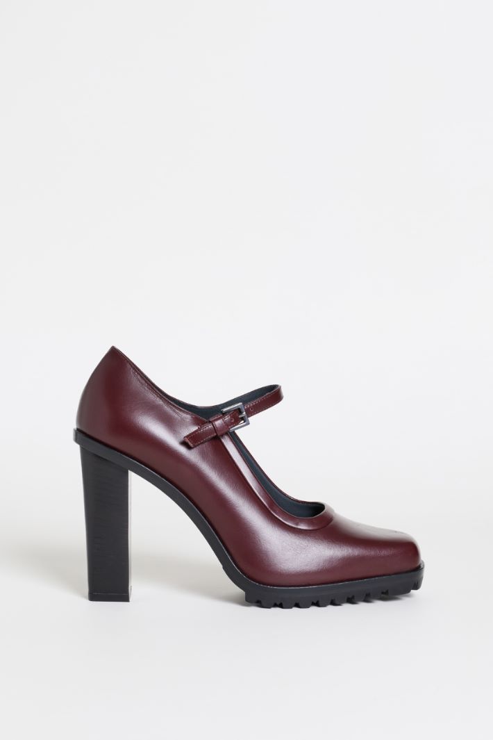 High Block-Heel Shoes - BORDEAUX - Intrend