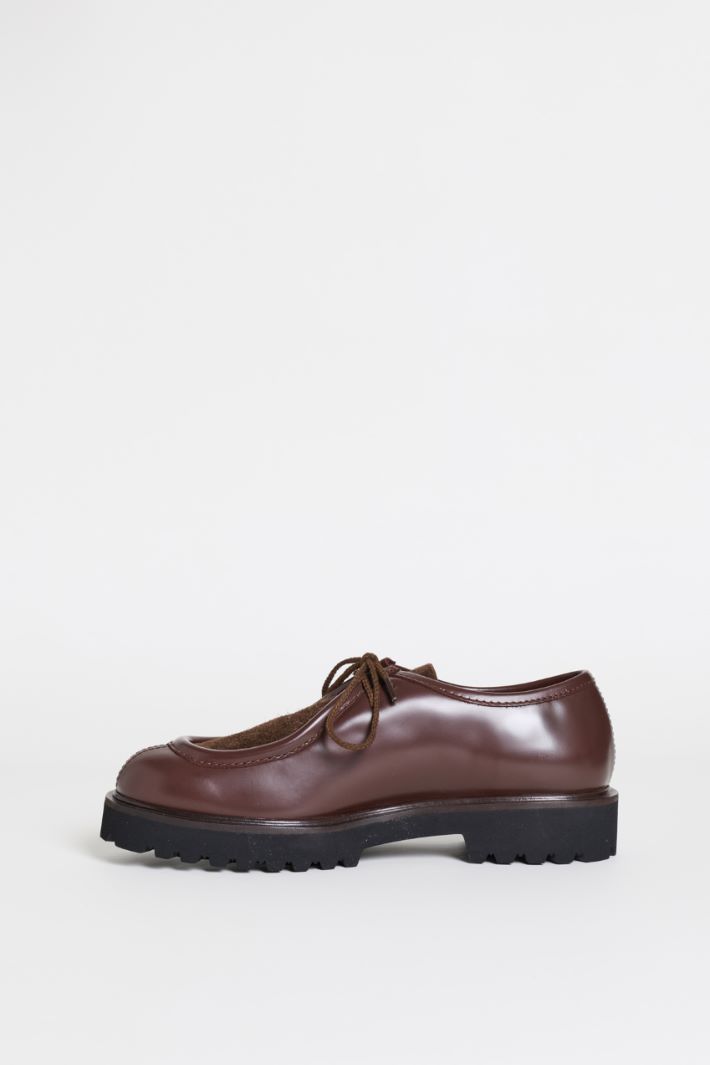 Polished leather lace-ups - BROWN - Intrend - 3