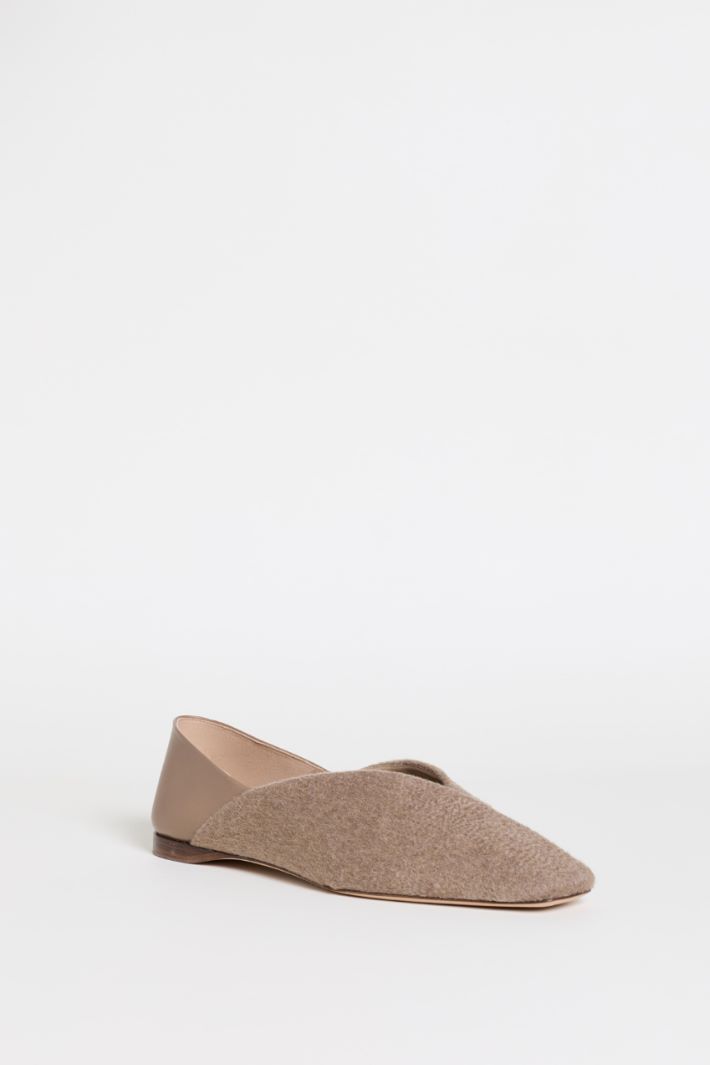 Cashmere and leather ballet flats - BEIGE - Intrend - 2