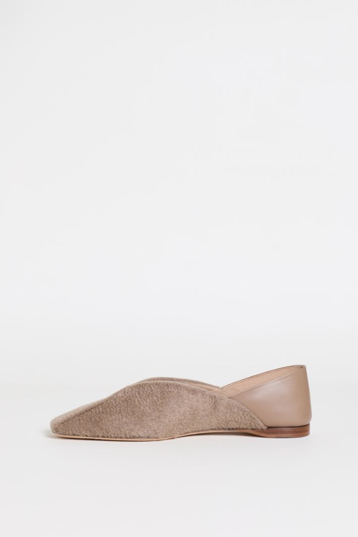Cashmere and leather ballet flats - BEIGE - Intrend - 3