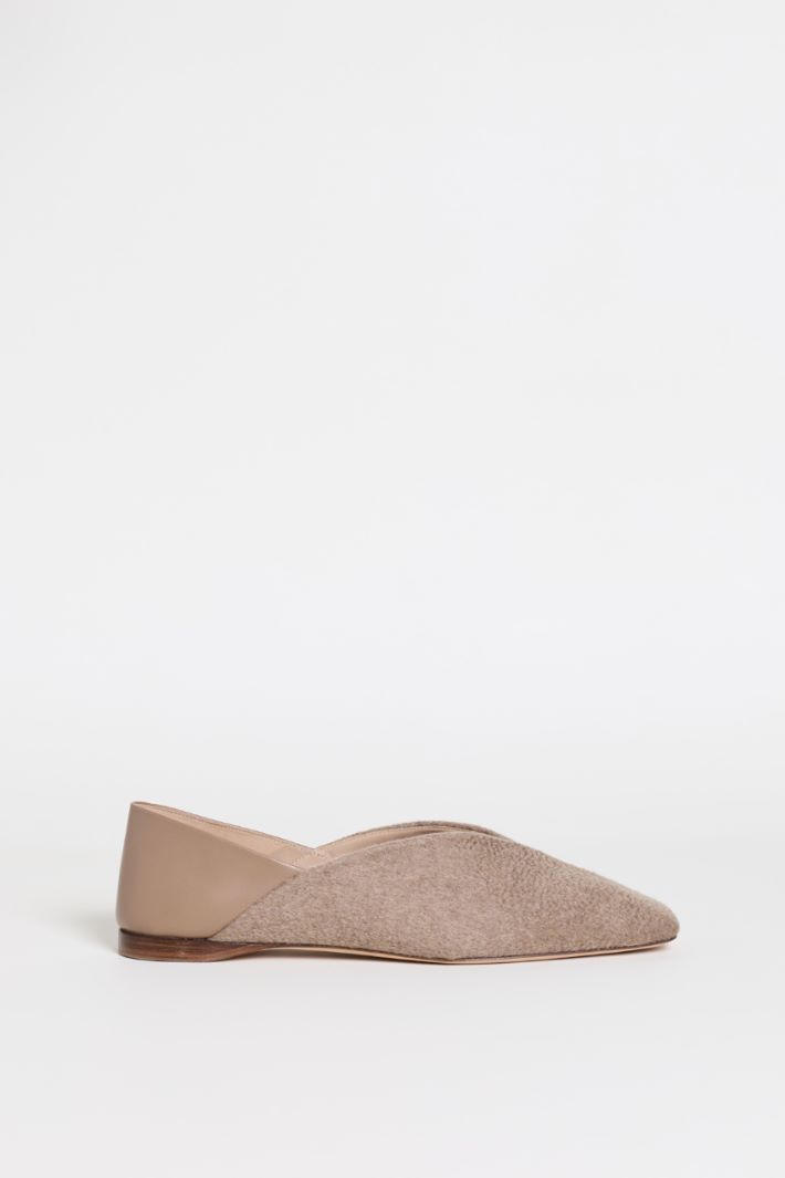Cashmere and leather ballet flats - BEIGE - Intrend