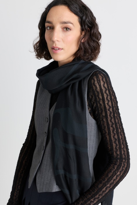 Silk and cotton jacquard stole - Intrend