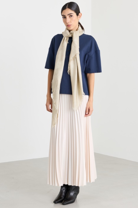 Silk and wool jacquard shawl - Intrend