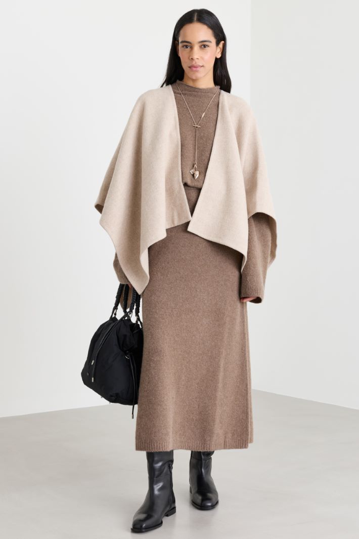 Alpaca and wool cape - BEIGE - Intrend