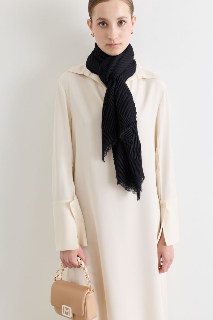 Stola plissé in cashmere - NERO - Intrend