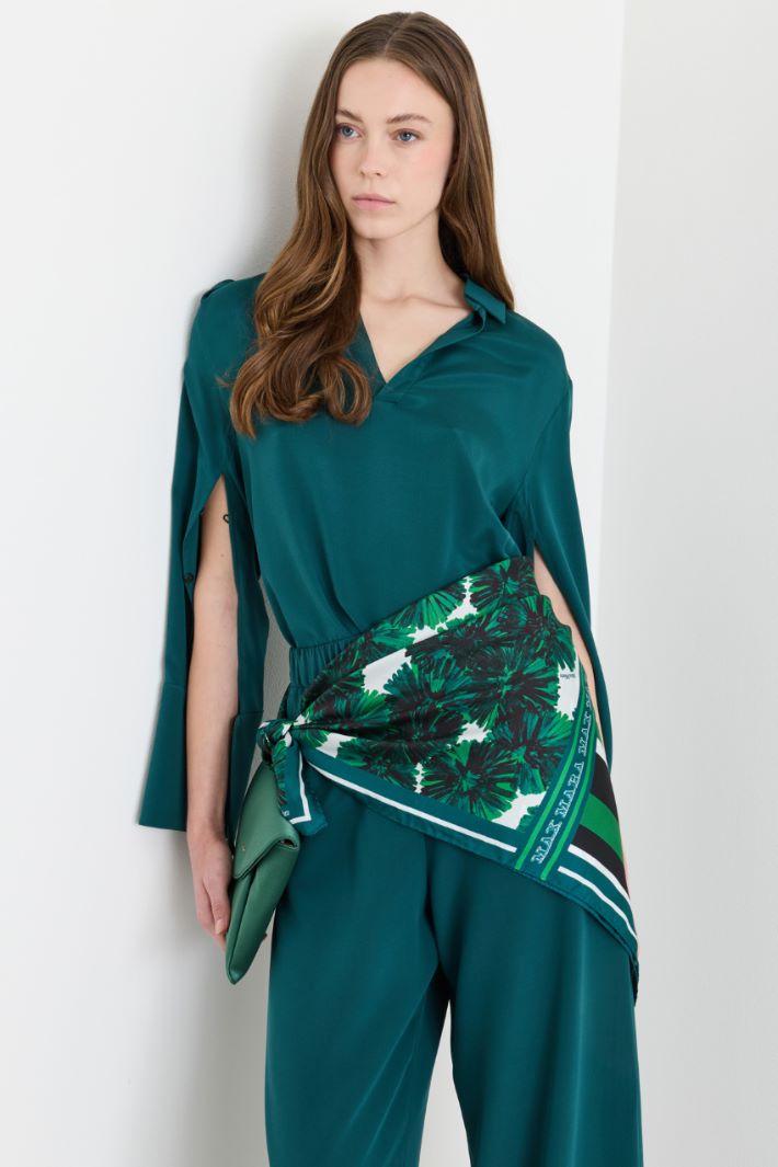 Foulard en soie imprimé - VERT - Intrend - 2