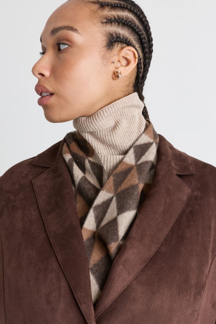 Jacquard cashmere scarf - BROWN CAMEL BEIGE - Intrend - 2