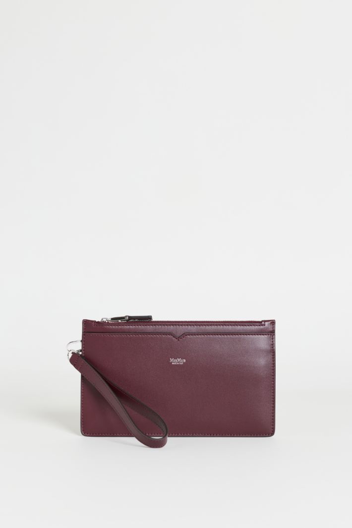 Leather Pouch with Wrist Strap - BORDEAUX - Intrend