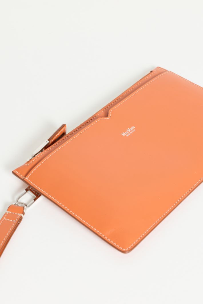 Leather Pouch with Wrist Strap - ORANGE - Intrend - 2