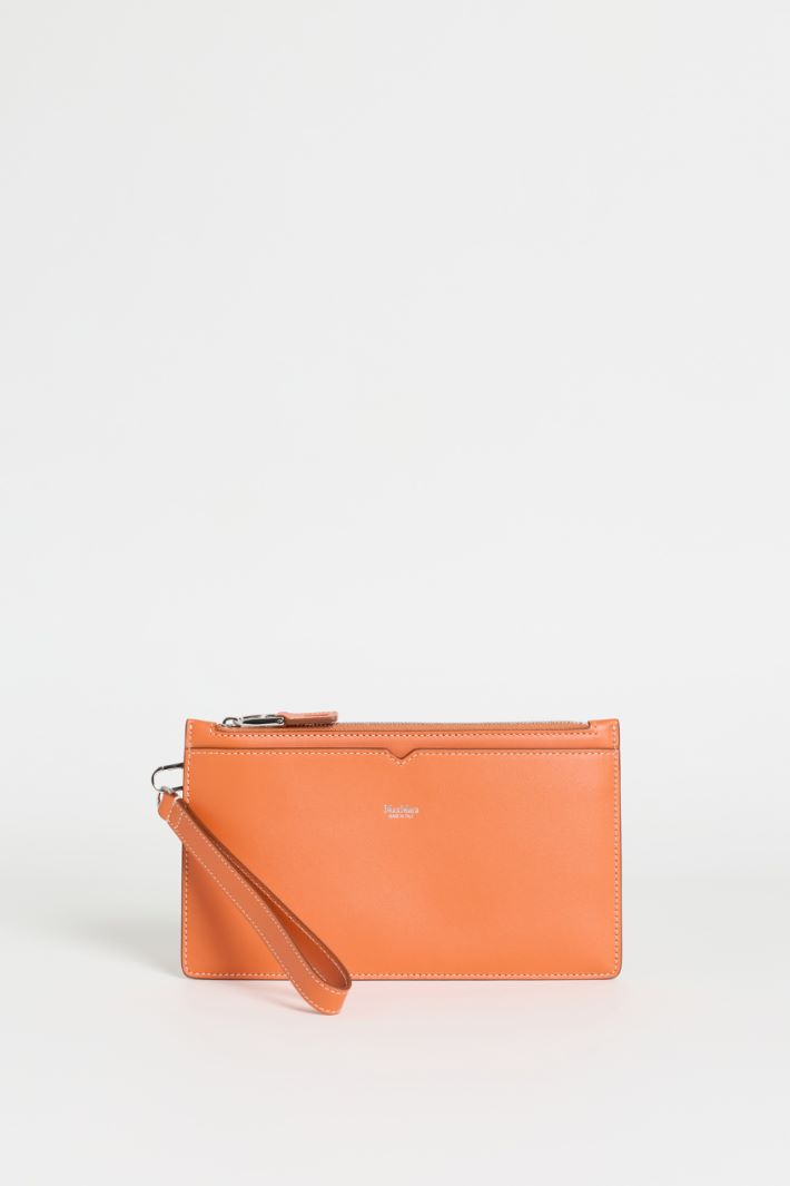 Leather Pouch with Wrist Strap - ORANGE - Intrend