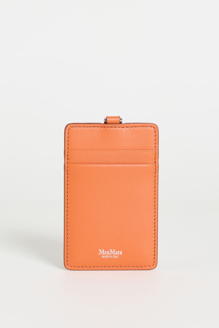 Leather badge holder - ORANGE - Intrend