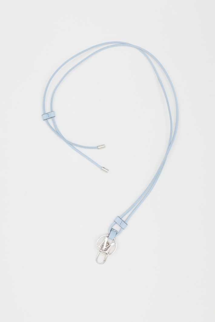 Leather cord necklace - LIGHT BLUE - Intrend