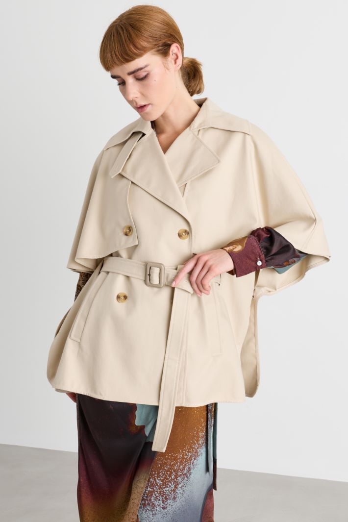 Water-repellent Gabardine Cape - BEIGE - Intrend - 2