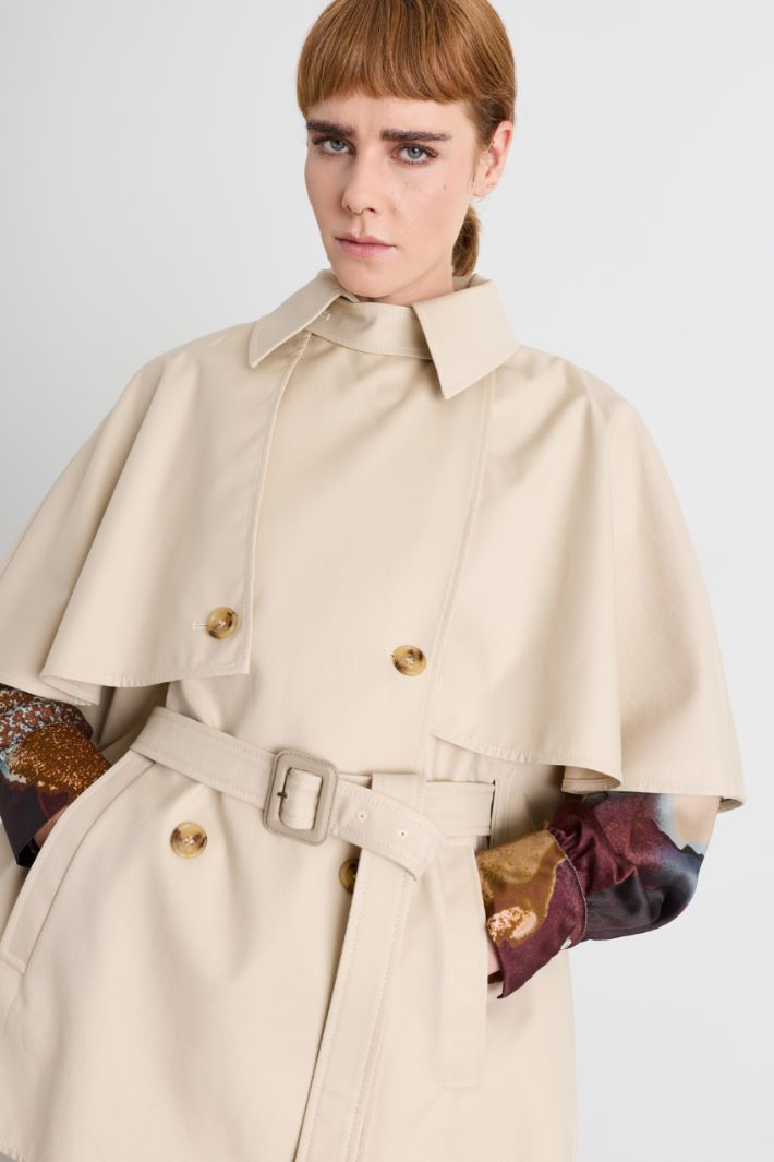 Water-repellent Gabardine Cape - BEIGE - Intrend - 3