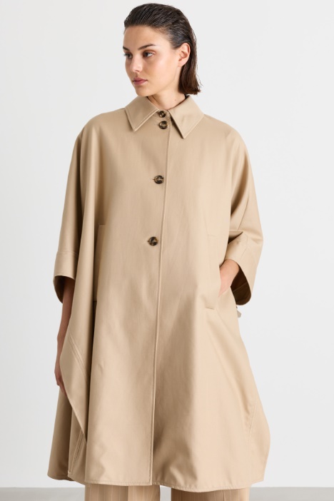Long cape with leather side toggles - Intrend