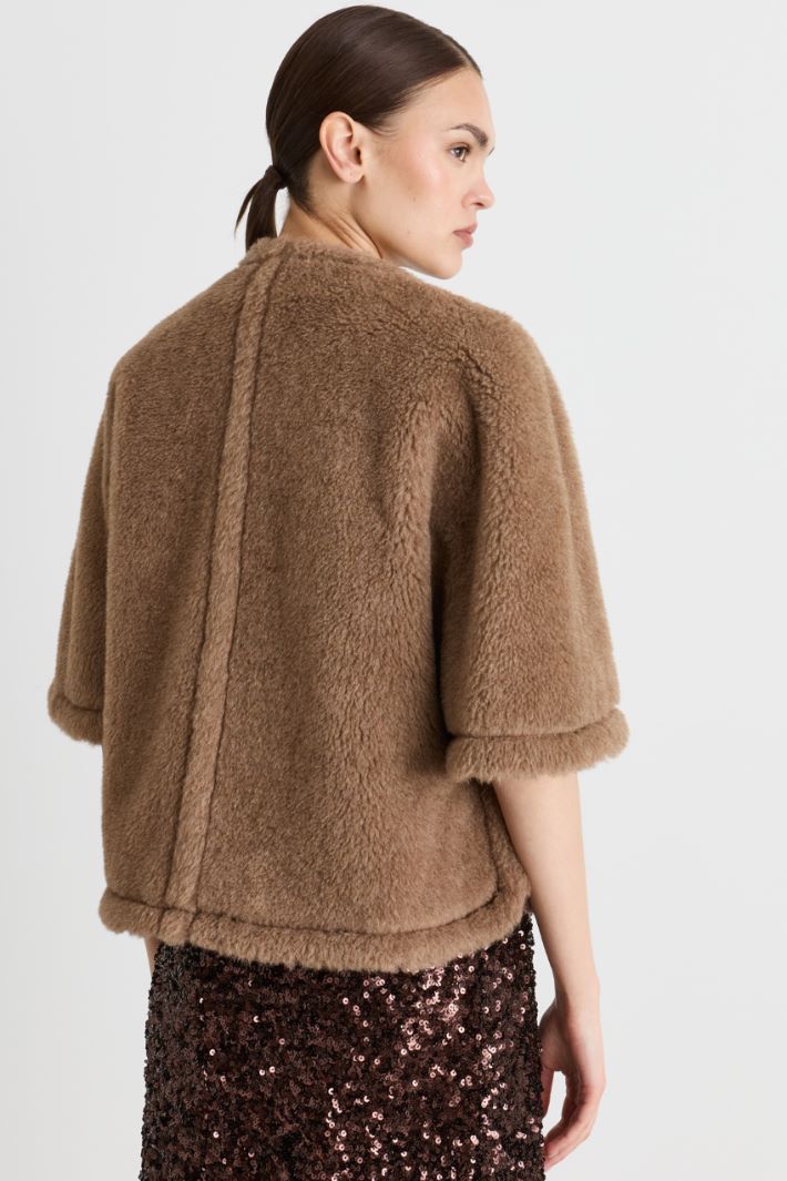 Alpaca and Cashmere Blend Cape - BROWN - Intrend - 4
