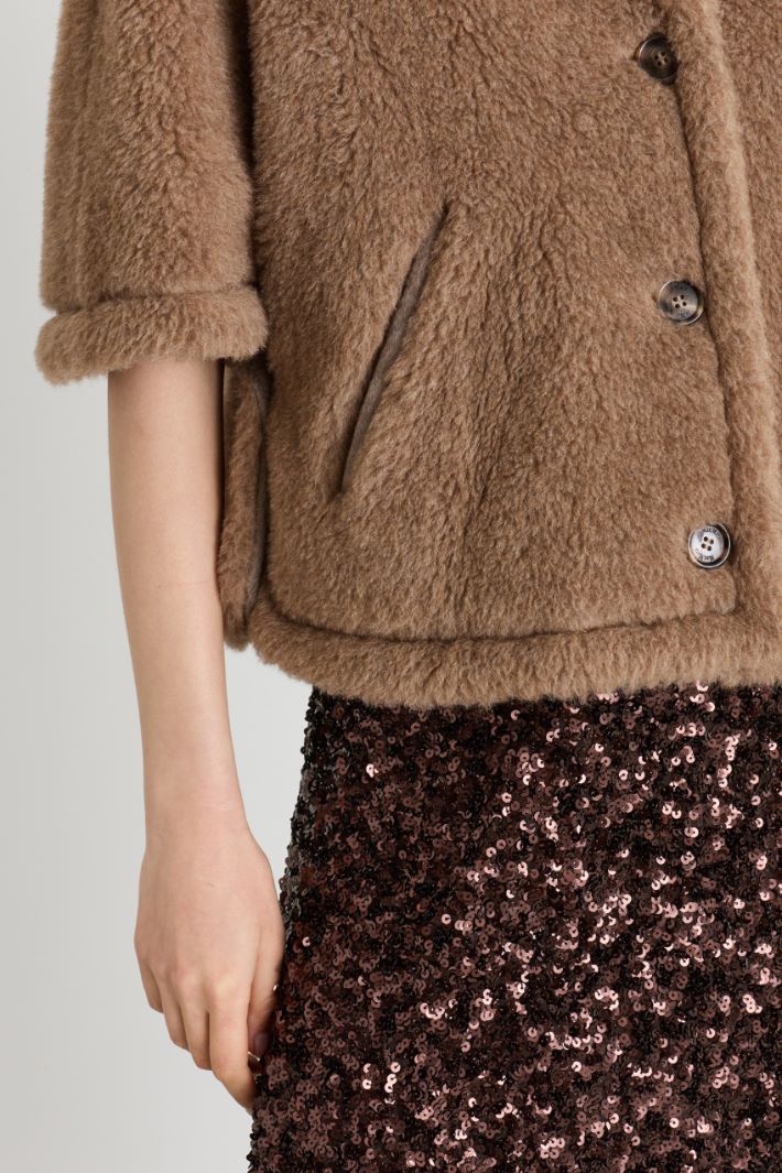 Alpaca and Cashmere Blend Cape - BROWN - Intrend - 3