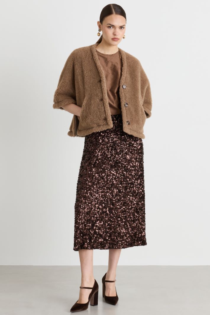 Alpaca and Cashmere Blend Cape - BROWN - Intrend
