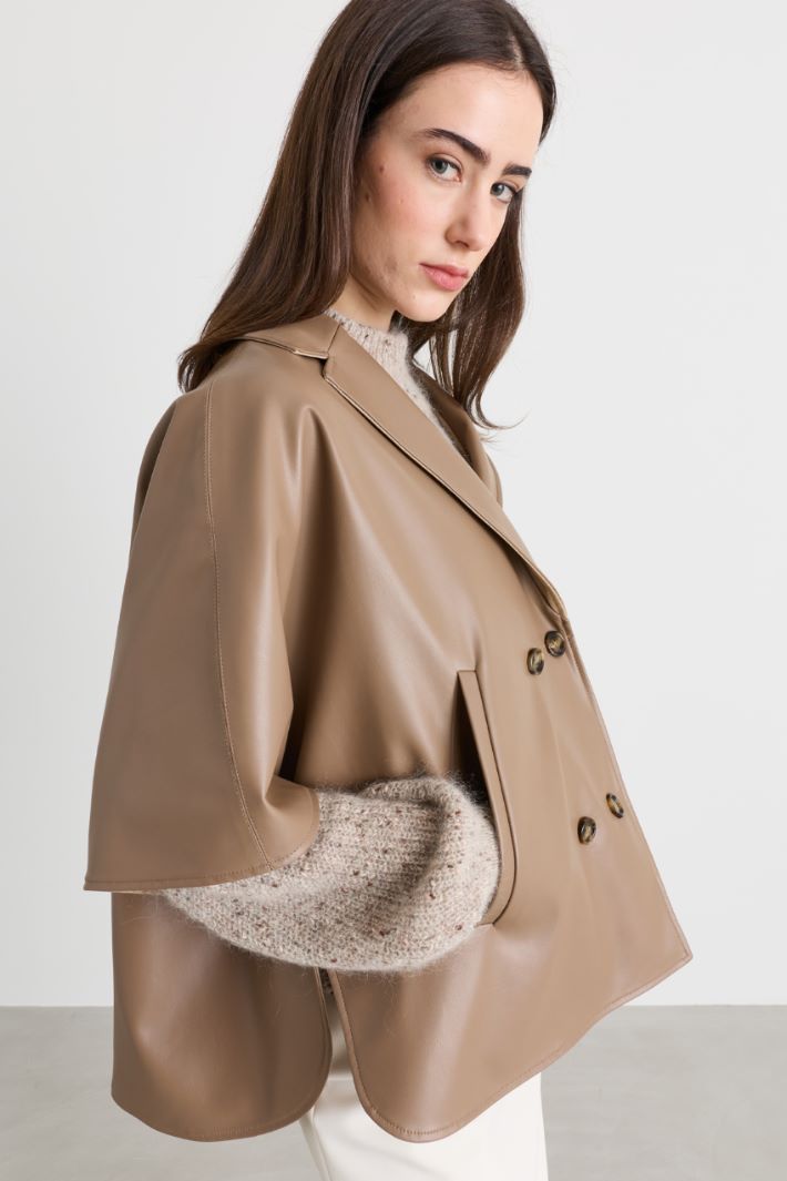 Reversible Double-Breasted Cape - CAMEL - Intrend - 3