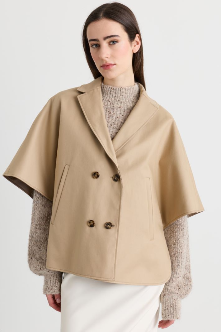 Reversible Double-Breasted Cape - CAMEL - Intrend - 4