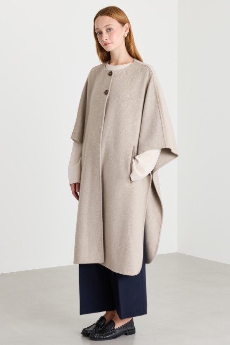 Cappa lunga in drap di puro cashmere