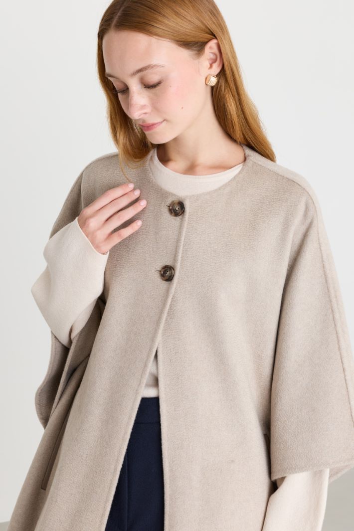 Cappa lunga in drap - BEIGE - Intrend - 3