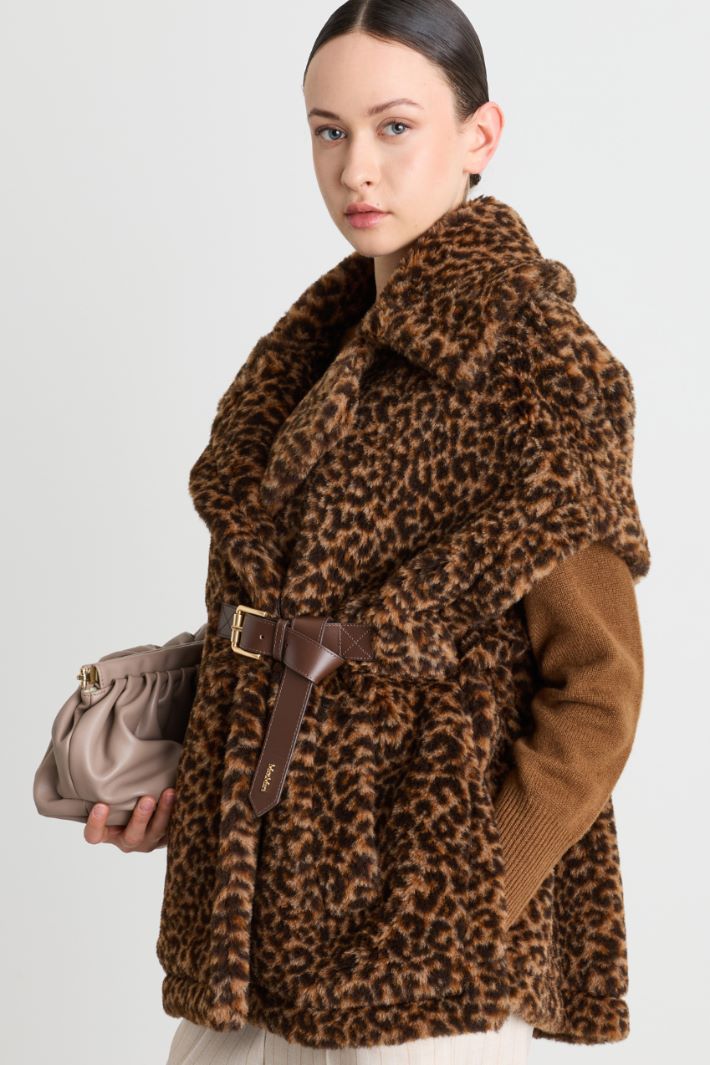 Cappa jacquard con maxi rever - ANIMALIER - Intrend - 2