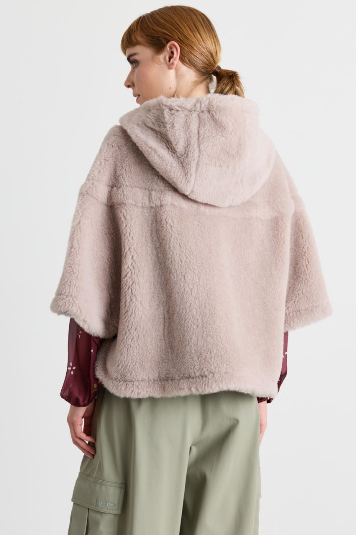 Capa de corte boxy en lana y alpaca - BEIGE - Intrend - 4