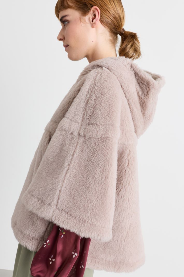 Capa de corte boxy en lana y alpaca - BEIGE - Intrend - 3