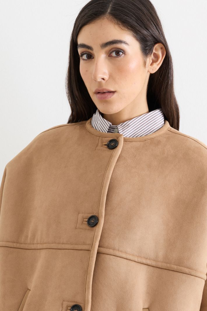 Velvet-Finish Cape - CAMEL - Intrend - 3