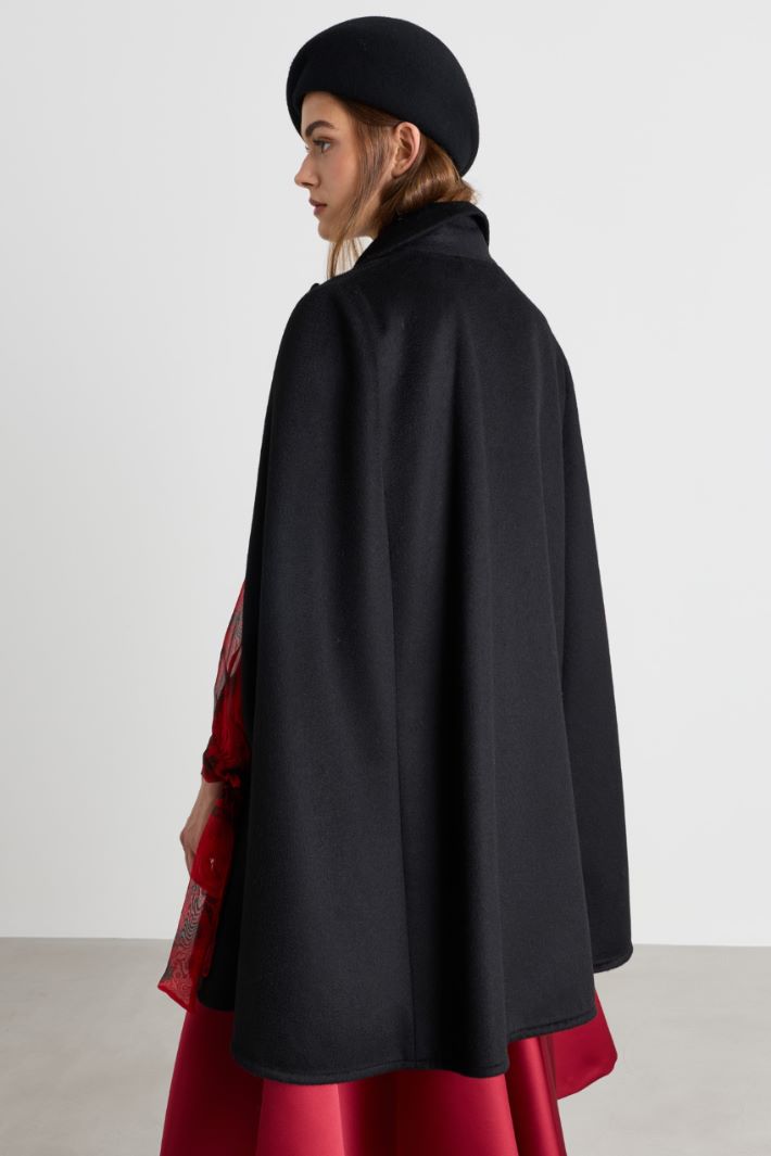 Mantella doppiopetto in drap - NERO - Intrend - 4