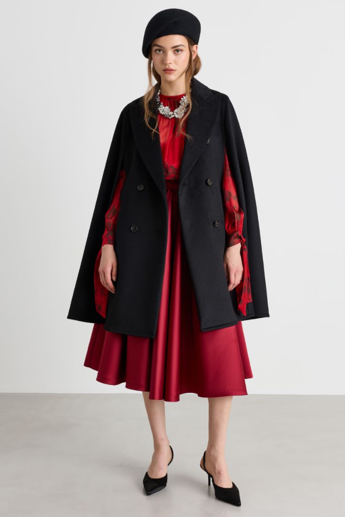 Mantella doppiopetto in drap - NERO - Intrend