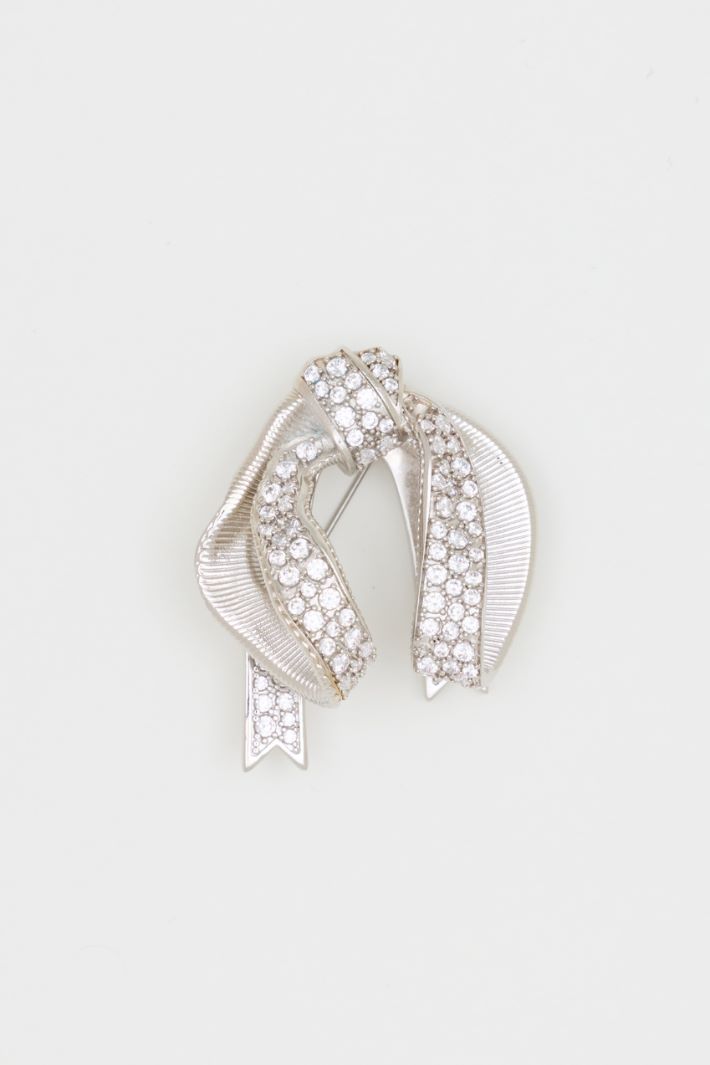 Schleifenbrosche mit Strass - SILBER - Intrend - 2