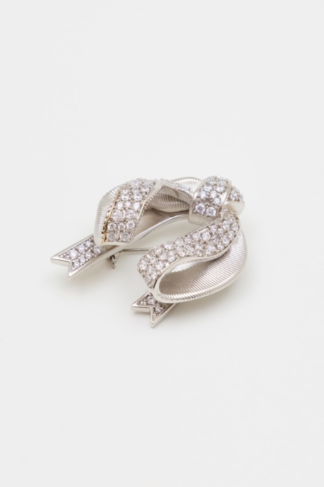 Schleifenbrosche mit Strass - Intrend