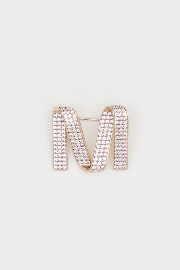 Brosche „M“ mit Strass-Pavé - GOLD - Intrend - 2