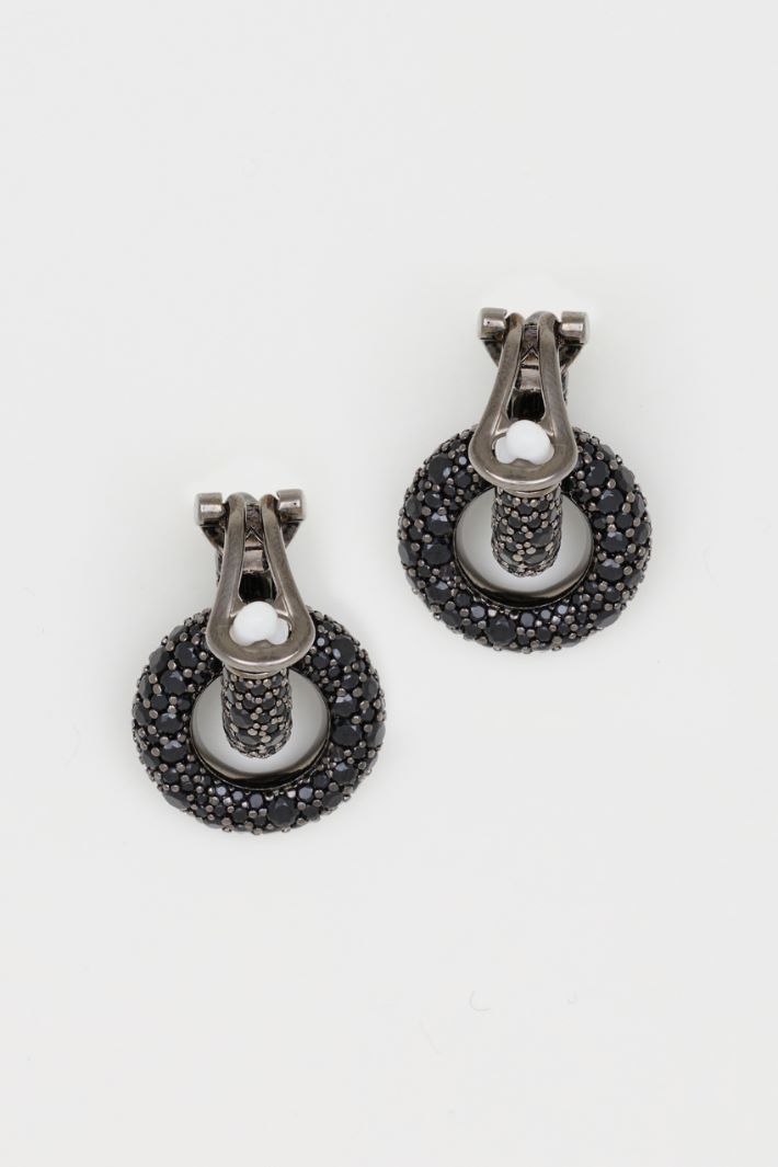 Pendientes de aro con pedrería - NEGRO - Intrend