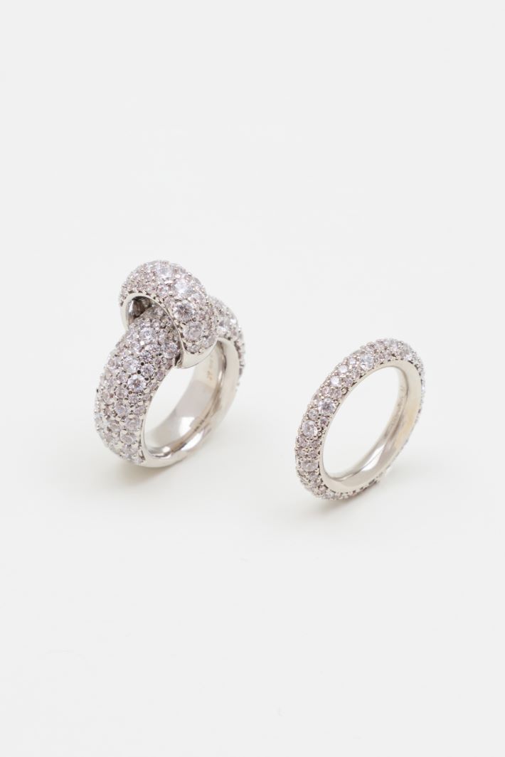 Rhinestone Ring Set - SILVER - Intrend