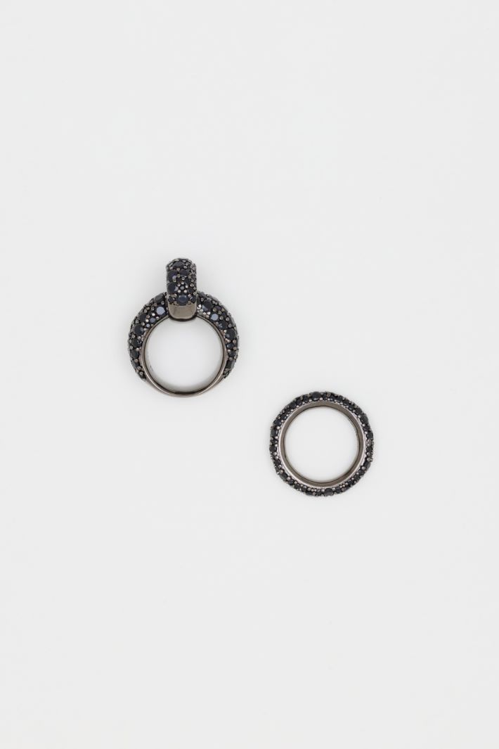 Conjunto de anillos con pedrería - NEGRO - Intrend - 2