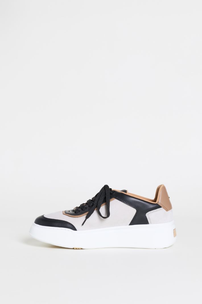 Colour-block leather trainers - WHITE - Intrend - 3