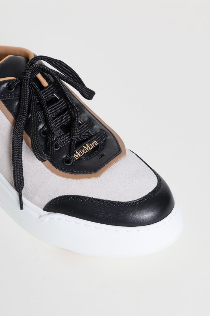 Colour-block leather trainers - WHITE - Intrend - 4
