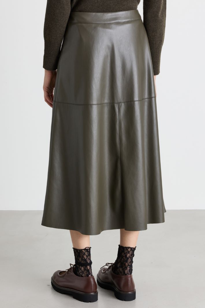 Coated jersey midi skirt - GREEN - Intrend - 4
