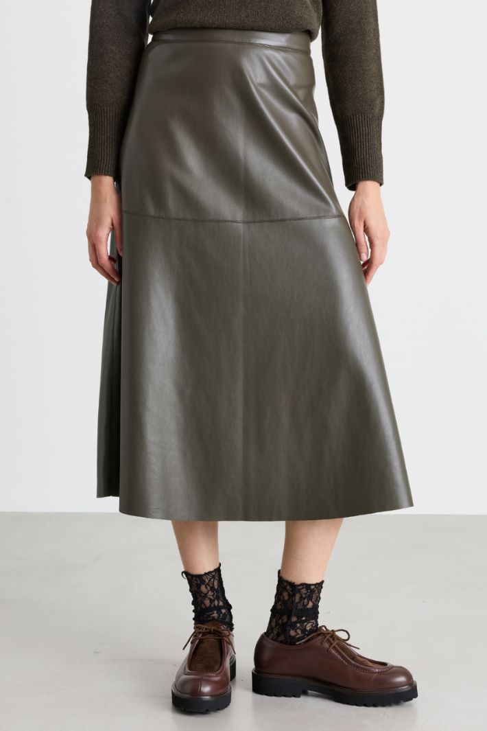 Coated jersey midi skirt - GREEN - Intrend - 2