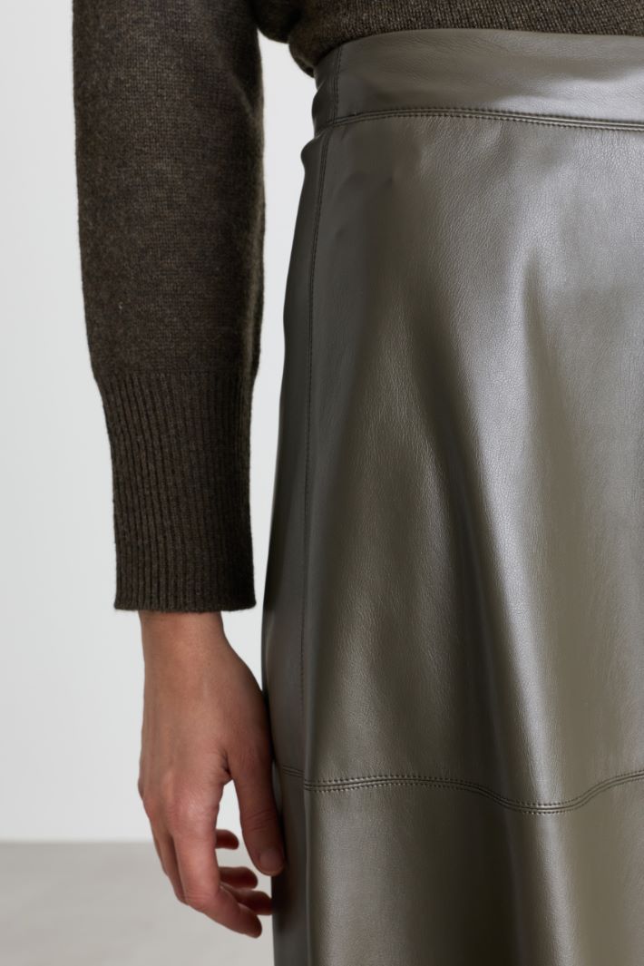 Coated jersey midi skirt - GREEN - Intrend - 3