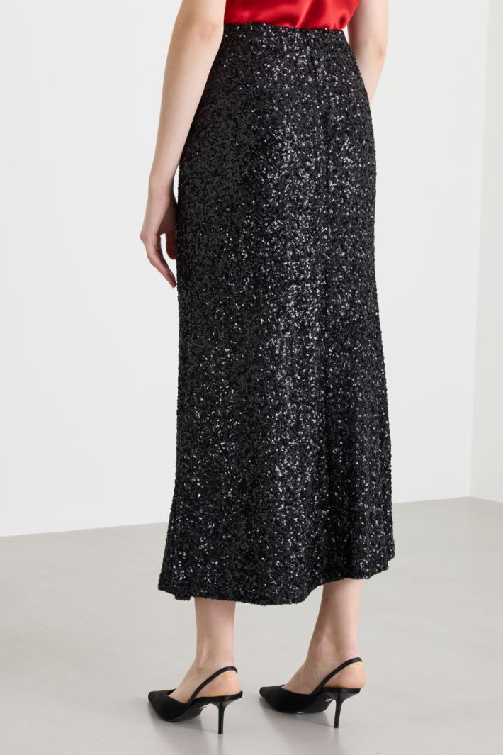 Sequin midi skirt - BLACK - Intrend - 4