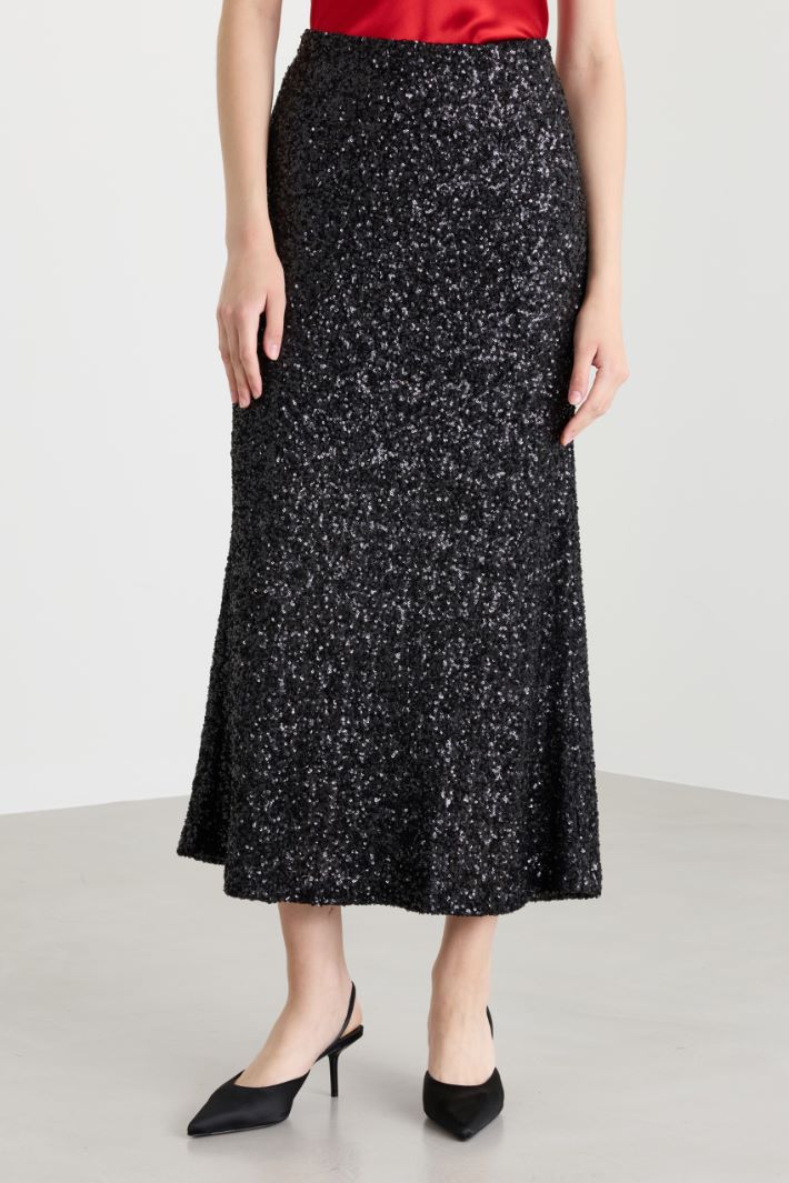 Sequin midi skirt - BLACK - Intrend - 2